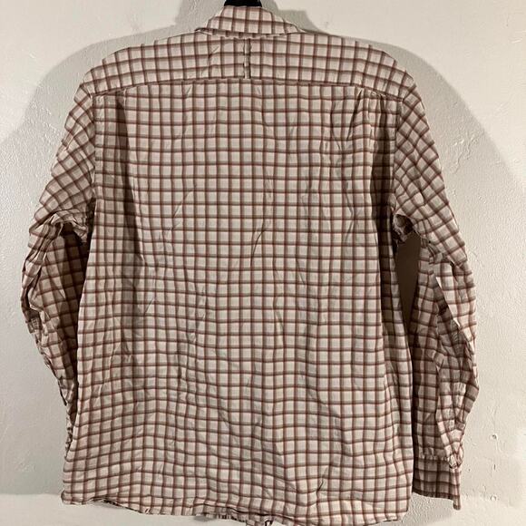 Banana Republic Tan Plaid Button Up Cotton Long Sleeve Shirt - Picture 4 of 5